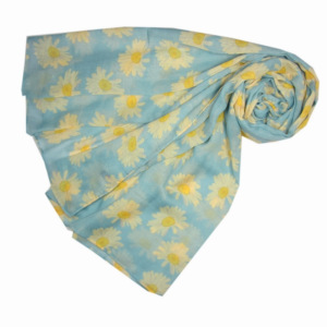 Scarf, Large Daisy, Duck egg & Yellow