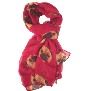 Scarf, Pugs, Red