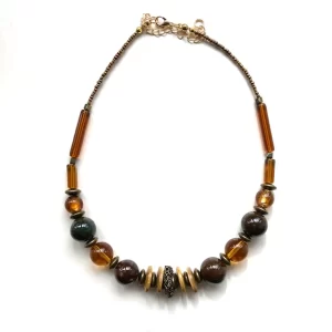 Amber Glass & Ceramic necklace by Mishe designs