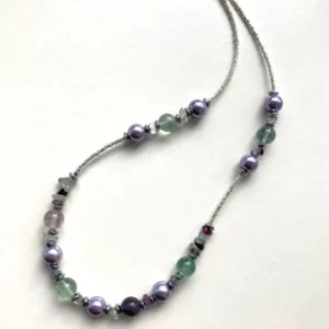 MISHE Fluorite and Pearl Gemstone Necklace