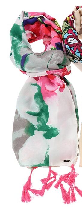 Scarf Colourful Florals White base, Scarf Wrap