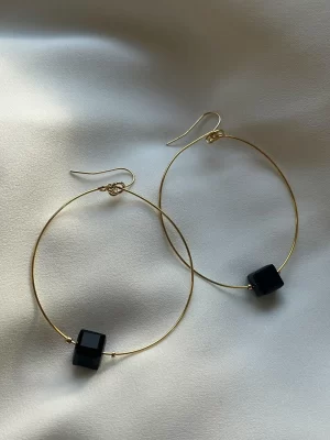 KYBALION Glass Cube Hoops Large Black