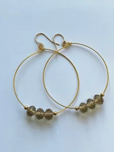 Gold Champagne Crystal Earring Hoops