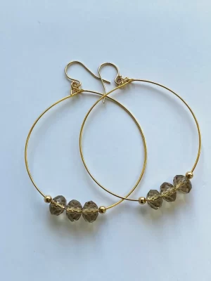 Gold Champagne Crystal Earring Hoops