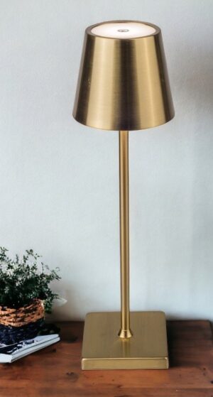 LED Table Lamp, Rechargeable, Antique Gold H.33cm