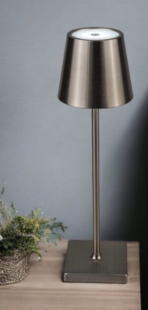 LED Table Lamp rechargeable Brushed Nickel H.33cm