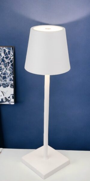 LED Rechargeable Matt White Table Lamp H.33cm