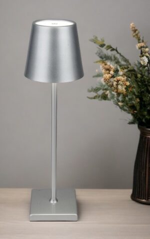 LED Rechargeable Painted Silver Table Lamp H.33cm