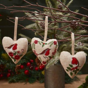 Robin Heart Embroidered 3 Assorted