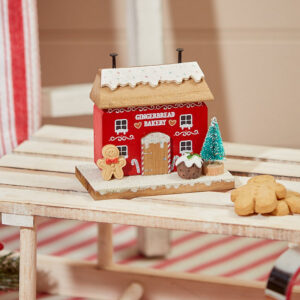 XMAS GINGERBREAD BAKERY 3D HOUSE BLOCK WOODEN WITH TREE