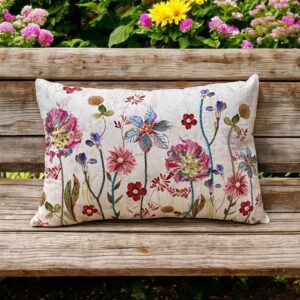 Cushion Country Flowers Embroidered on Natural
